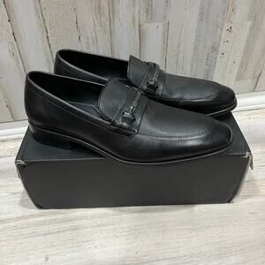New! Alfani Jenner Black Leather Bit Buckle Dress Shoe Loafer Memory Foam 12 Men